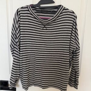 Superdry Black and Gray Striped Long Sleeve Top